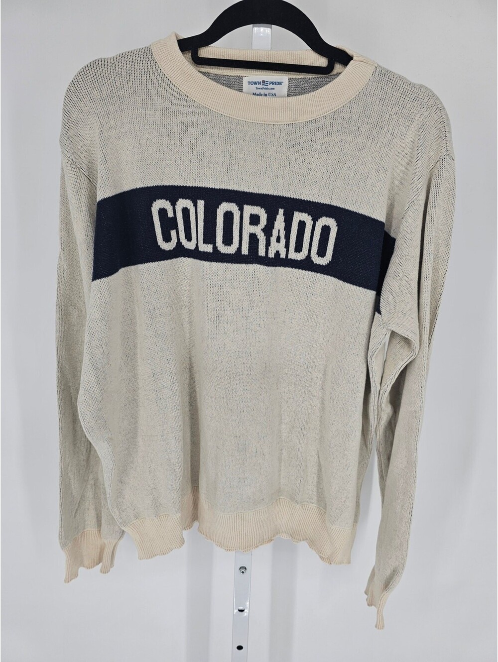 Town Pride womens Sz XL Crew Neck Sweater COLORADO Cream Knit